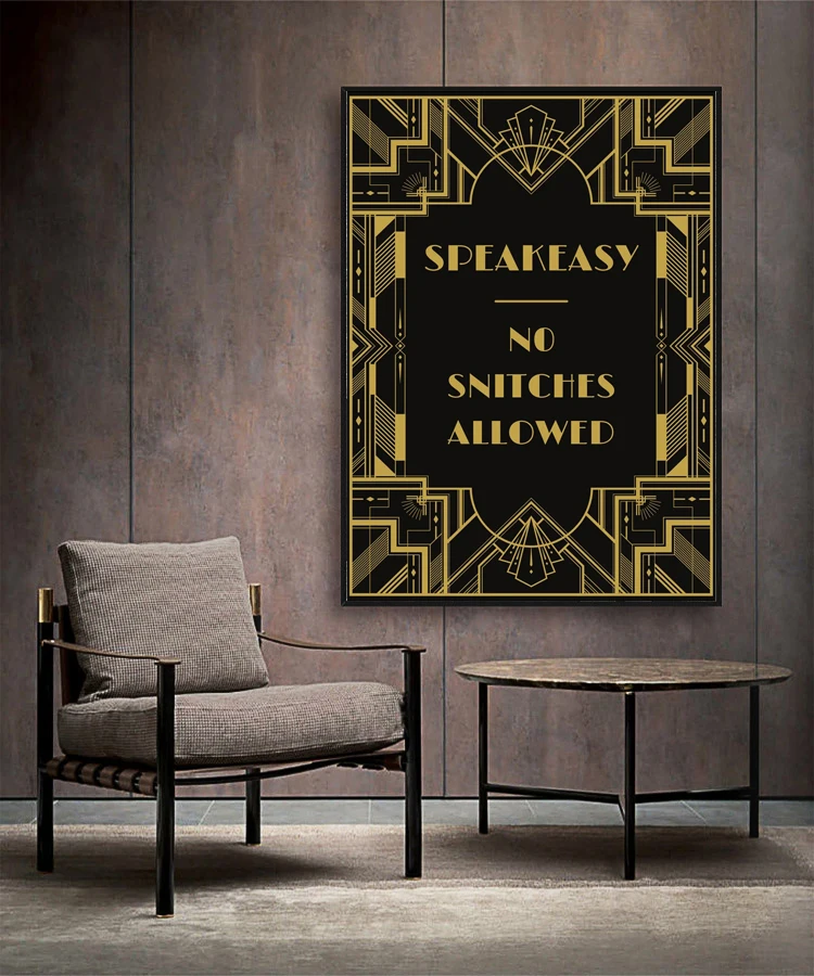 Art Deco Style Gatsby 1920s Retro Vintage Poster Canvas Painting Themed Party Signs Decor Home Hotel Decor For Bedroom