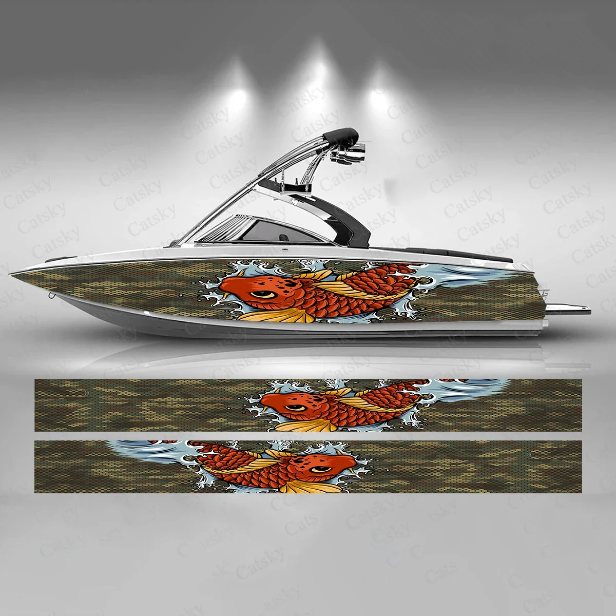 Koi Fish Colorful Lucky Waves Beautiful Freedom Boat Sticker Vinyl Ship Pontoon Deck Boat Fishing Decorative Pontoon Boats Decal