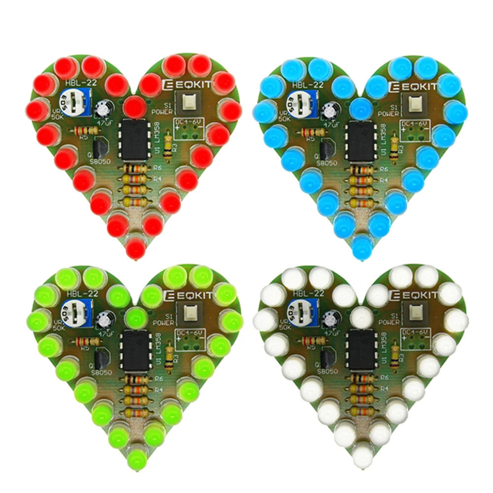 Heart Shape Breathing Lamp Kit LED Flashing Light DIY Kit DC 4-6V Electronic Production for Learning Laboratory