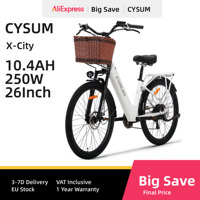 Cysum X-City Adult E-Bike 250W E-Bike for Men 48V 10.4ah Battery 26-Inch Tyre City E-Bike