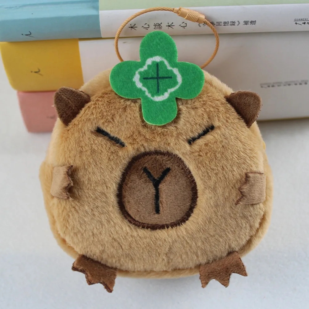 Cartoon Plush Capybara Coin Purse Earphone Bag Portable Mini Key Lipstick Bag Storage Bag Backpack Pendant Keychain Gift