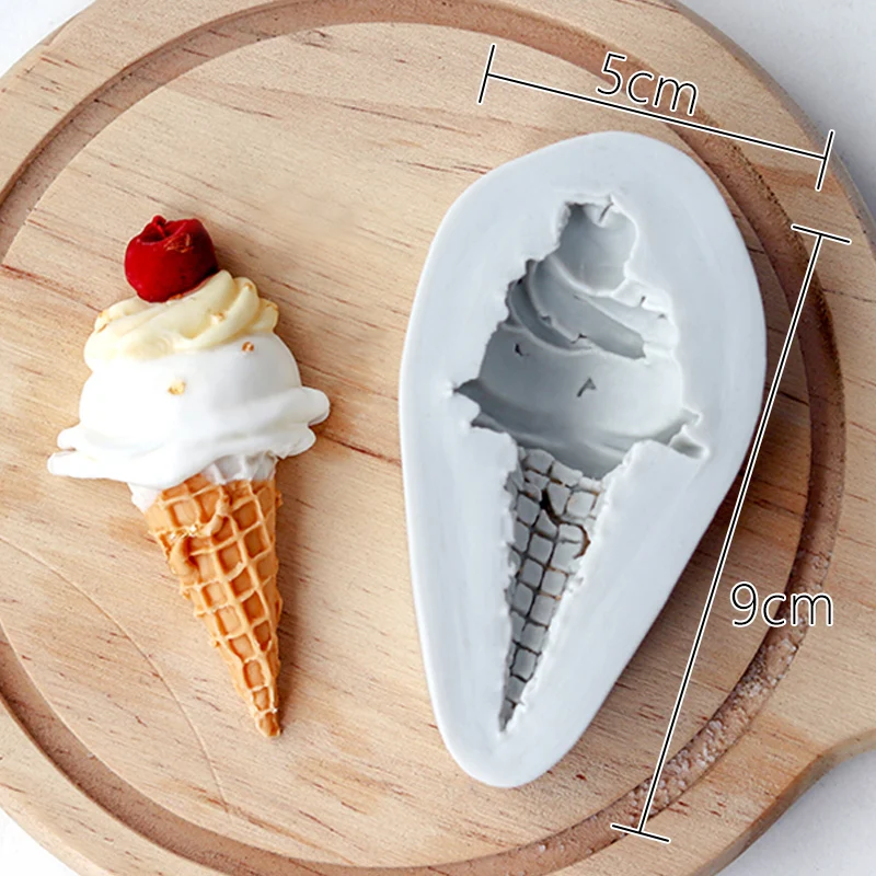 Ice cream cone chocolate fondant silicone mold children\'s baby birthday cake decorative ornaments plug-in