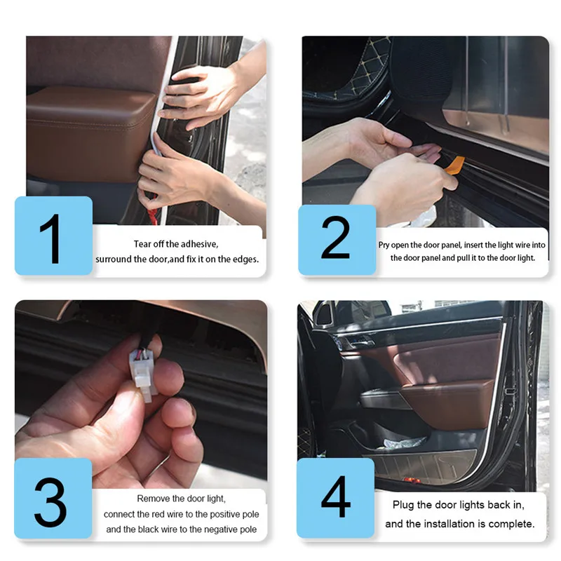 2PCS Car Door LED Strip Lights Car Door Opening Night Warning Light Flashing Light LED Welcome Lamp for vw bmw f30 audi a4 a6