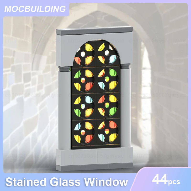 Stained Glass Window Model MOC Building Blocks DIY Assemble Bricks Educational Creative Display Toys Collection Xmas Gifts 44PCS