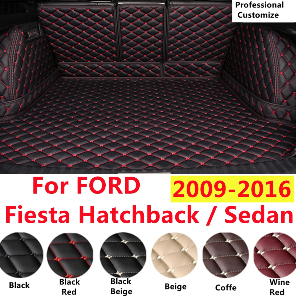 

SJ Full Set XPE Leather Custom Fit For FORD Fiesta 2016 2015 2014 13-2009 ittings Car Trunk Mat Tail Boot Tray Liner Rear Cargo