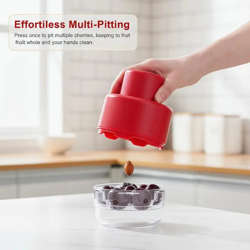 [E] Cherry Pitters Corer Handheld Press Cherry Pitter Remover With 7 Holes Multi-Purpose Fruit Core Pitting Tools