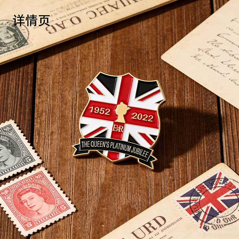 Broche de Esmalte del Jubileo de Platino de la Reina 1952-2022, Pin de Solapa con la Bandera Union Jack, Joyería Conmemorativa Real Británica Coleccionable