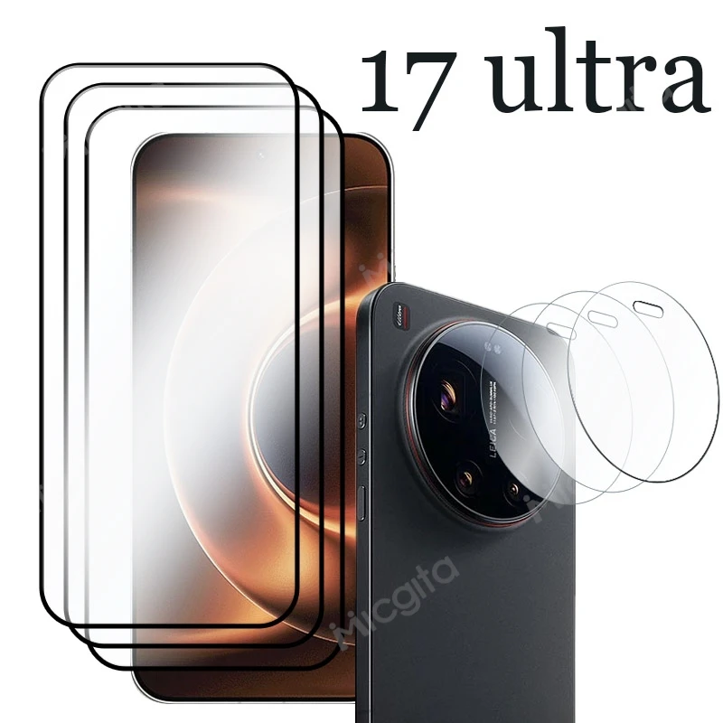 Für Xiaomi 17 Ultra gehärtetes Glas 9H kratzfest Vollkleber Displayschutzfolie + 17 ultraweiche Faserkamerafolie