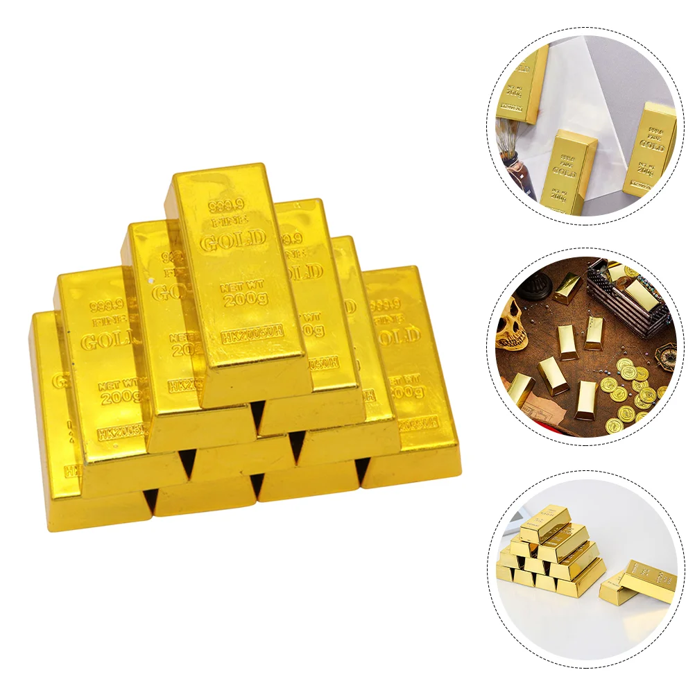 

10 Pcs Pirate Bars Chinese Decor Bullion Toy Gold Playthings Decors Imitation Bricks Fake Make up