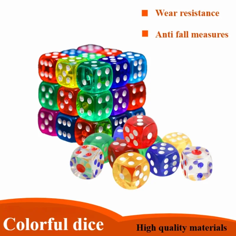 Colored Dice Acrylic 6 Sided Dice for Board Games 16/19/25mm Bulk Dice for RPG MTG DND Math Learning Classroom Playing Rolling