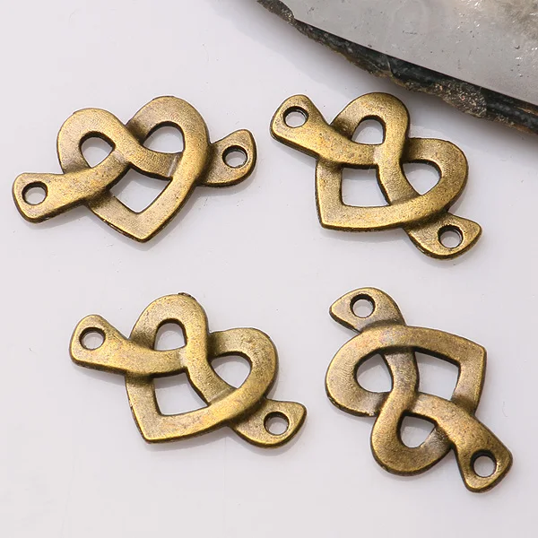 

20pcs 22*14mm Antiqued Bronze Color Heart Shaped Link Connector EF3448 Beads for Jewelry Making