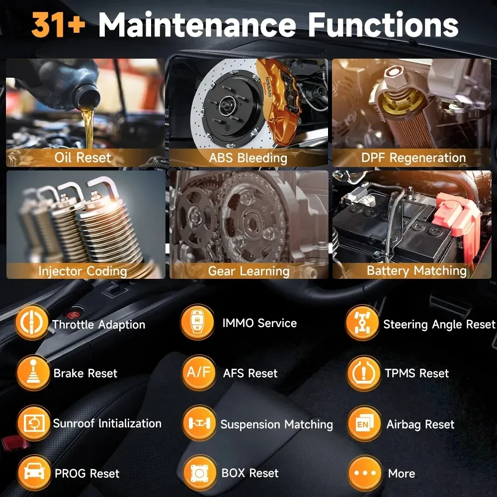 FOXWELL NT909 OBD2 Automotive Scanner OE-Level All System Bi-directional ECU Coding Refresh Hidden 31+ Reset Car Diagnostic Tool