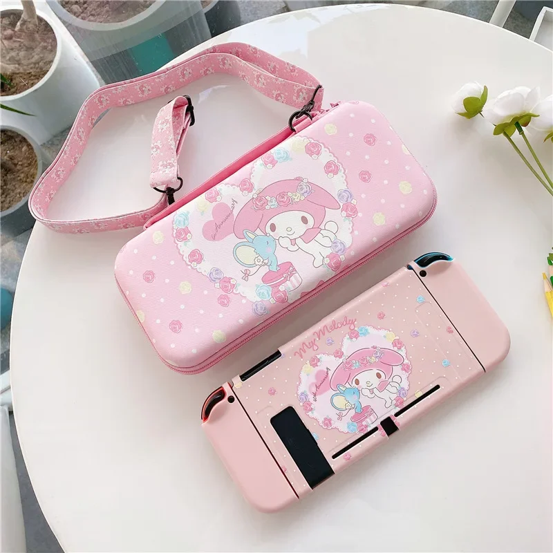 

Sanrio Cartoon Kuromi Melody TPU Soft Protective Case for Nintendo Switch NS Game Console Controller OLED Leathers Storage Bag