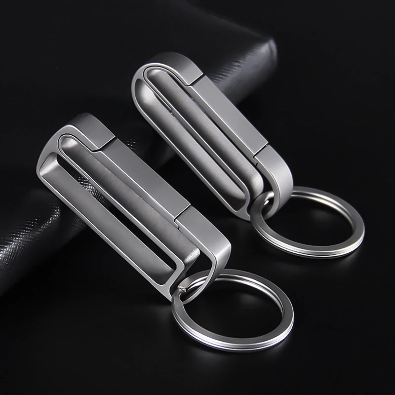 Real Titanium Keychain Belt Car Key Chain Durable Lightweight EDC Waist Hanging Key Ring Holder Luxury Best Gift For Dad Parents