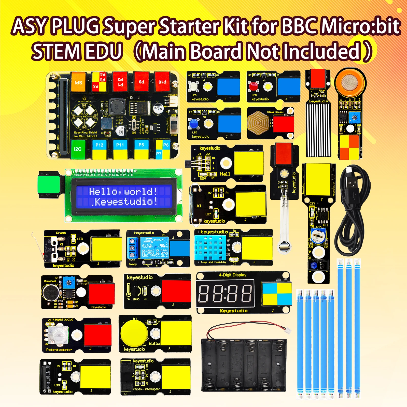 Keyestudio EASY PLUG Super Starter Kit For BBC Microbit V2 STEM Education Programming Kit Electronic Engineering Kit+33 Projects