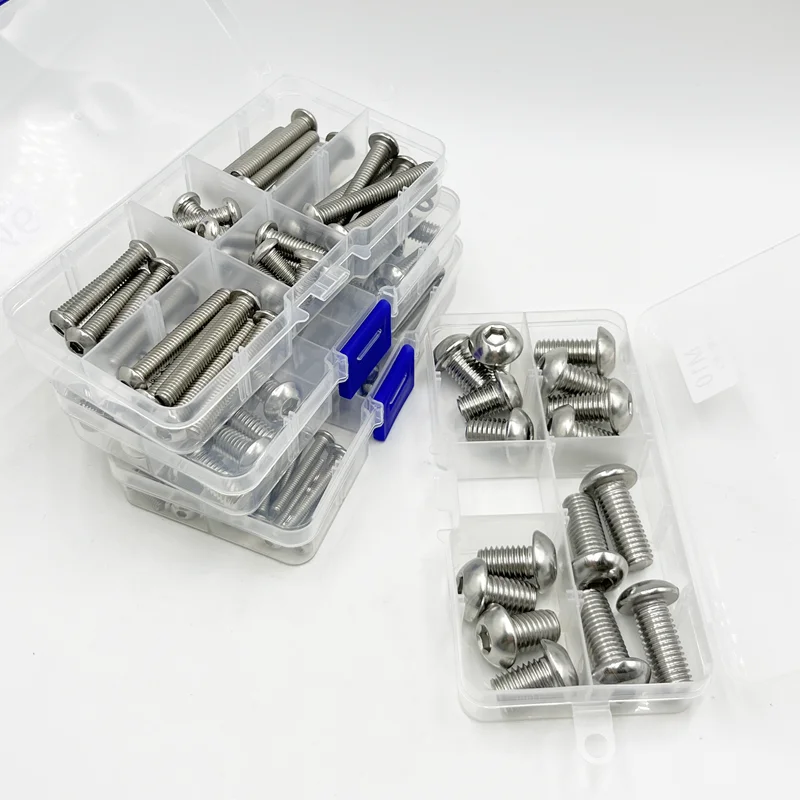 304 A2-70 Stainless Steel Hex Button Socket Head Cap Screw Hexagon Thread Machine Metric Nut Bolt M2 M2.5 M3 M4 M5 M6 M8 M10 Set