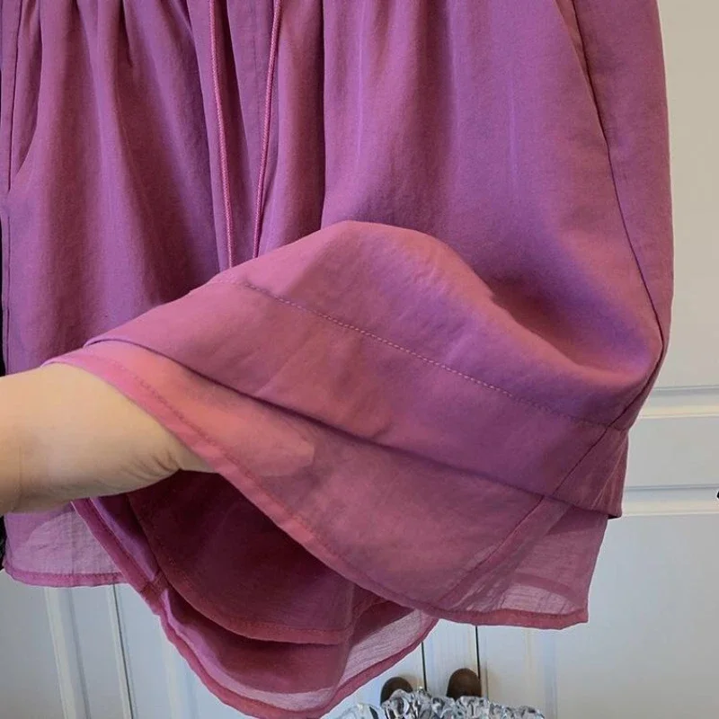 Pantaloni corti da donna larghi boxer neri trasparenti per la casa design classico abbigliamento di moda 2025 comodi pantaloncini economici eleganti XL per le donne