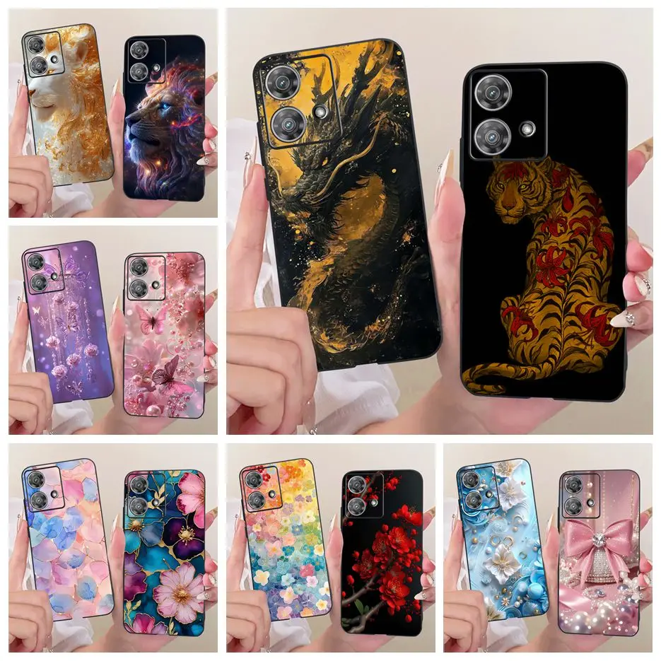 حافظة لهاتف موتورولا إيدج 40 نيو XT2307-1 غطاء مطلي على شكل تنين النمر الرائع حافظة من السيليكون الناعم لهاتف موتورولا إيدج 40 Edge40 نيو Fundas #1