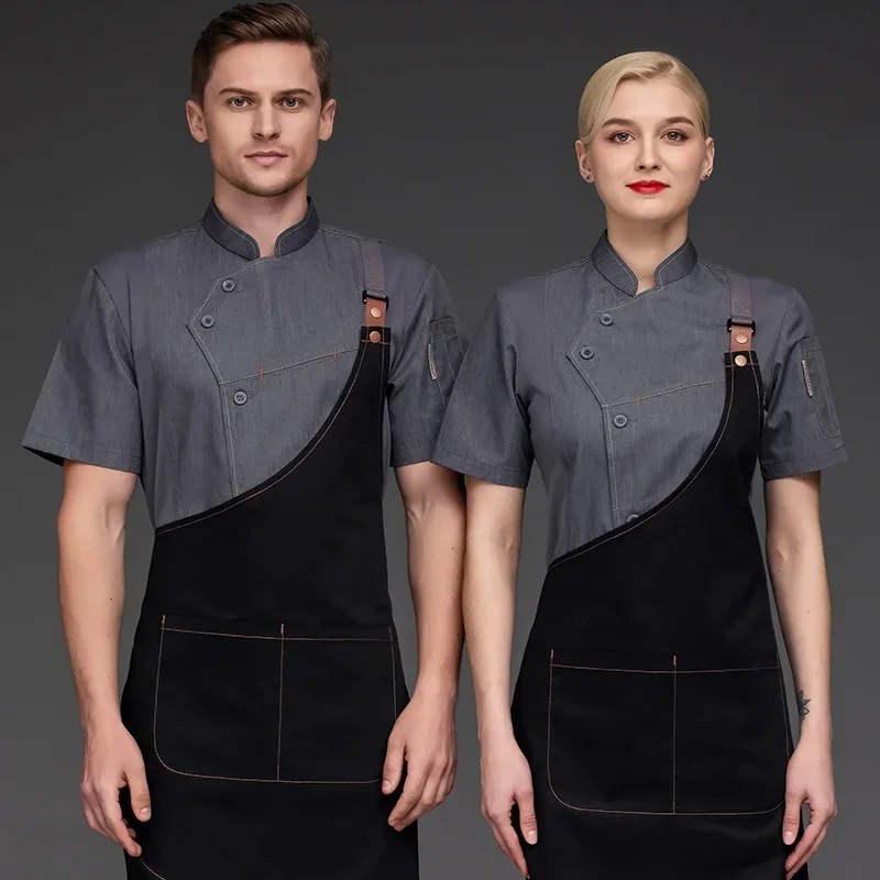 

Chef Jacket and Apron for Men Women Restaurant Kitchen Cook Waiter Waitress Uniform Bakery Bar Cafe Clothes