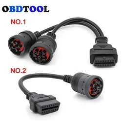 OBD2 16Pin To OBD 6 Pin 9 Pin Cable for Deutsch for Cummins Heavy Duty Truck J1708 6pin J1939 9pin Adapter OBD2 16PIN Connector