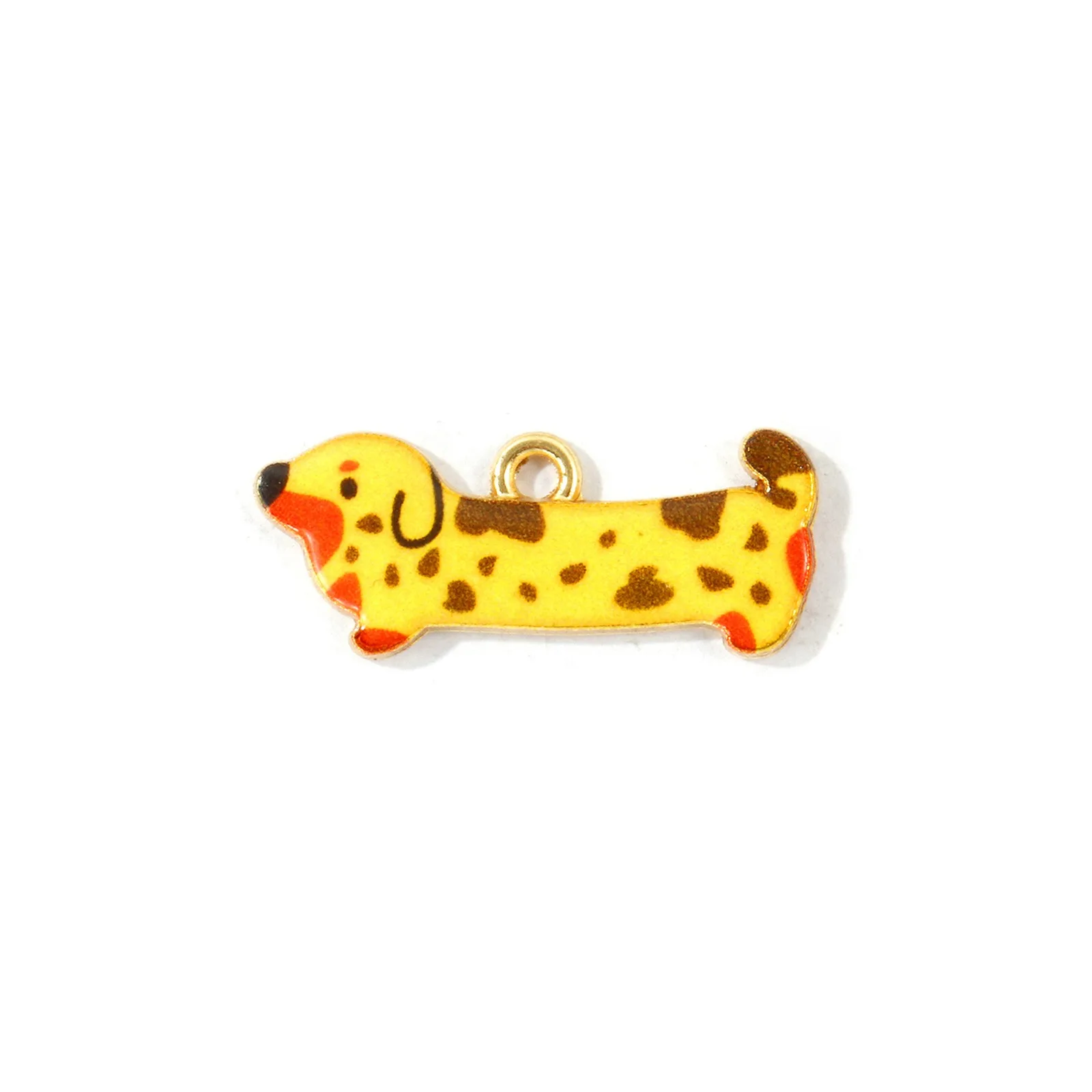 10 Stück Niedliche Cartoon-Dackel-Tieranhänger, Mehrfarbige Emaille-Anhänger mit Geflecktem Dackelmotiv für DIY-Armbänder, Halsketten und Schmuck – Detail 3