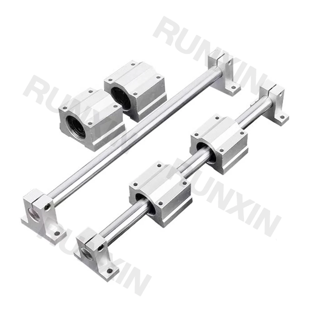 RXTNC 2pcs Optical Axis OD 20mm L300 400 500 600 700mm + 4pcs SCS20UU Linear Bearing Blocks + 4pcs SK20 Bearing Supports for CNC