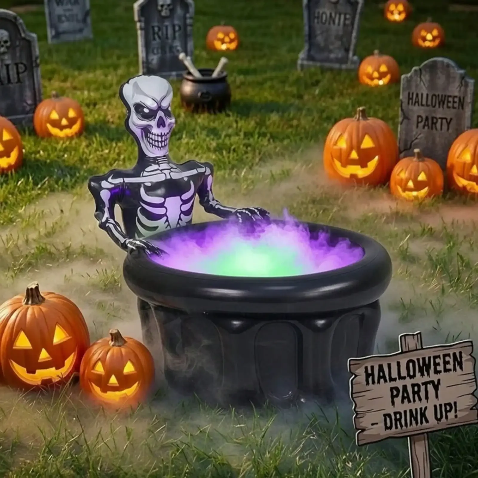 1pc Inflatable Cooler For Parties Black Skeleton Shape Leak-Proof Container For Themed Parties, Halloween, Pool, Beach And Outdoor Gatherings, Party Decoration