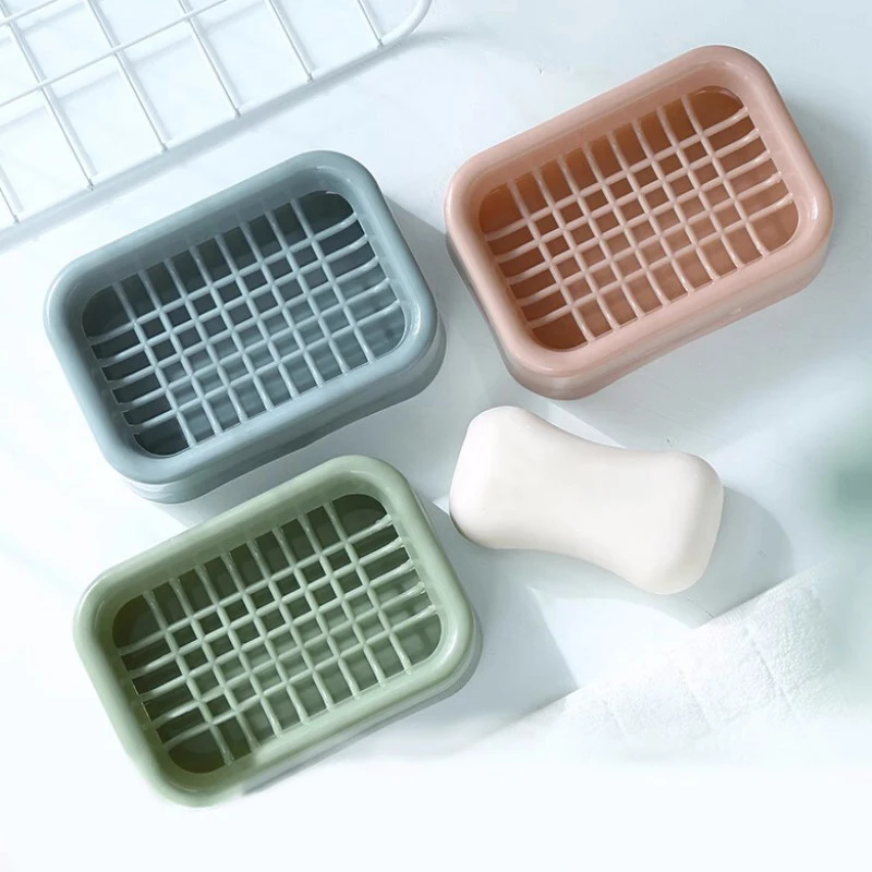 Creative Grid Soap Dish Thickened Double Layer Drain Soap Dish Bathroom Laundry Soap Rack Storage Rack