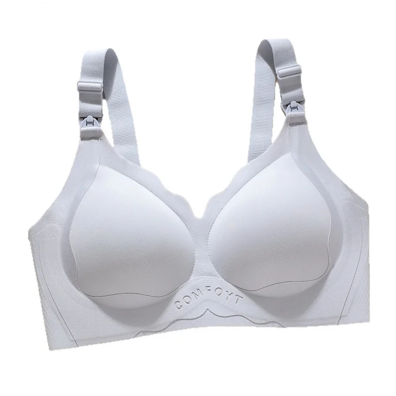 Thin plus-size bra for postpartum nursing, with side breast support and anti-sagging features