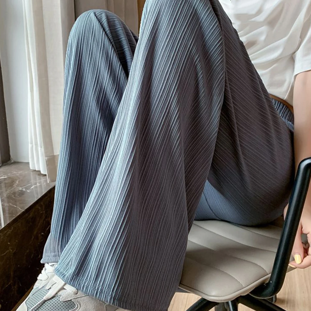 Mode ijszijde wijde pijpen broek voor dames chiffon losse pasvorm casual broek hoge taille recht ontwerp voor lente en zomer