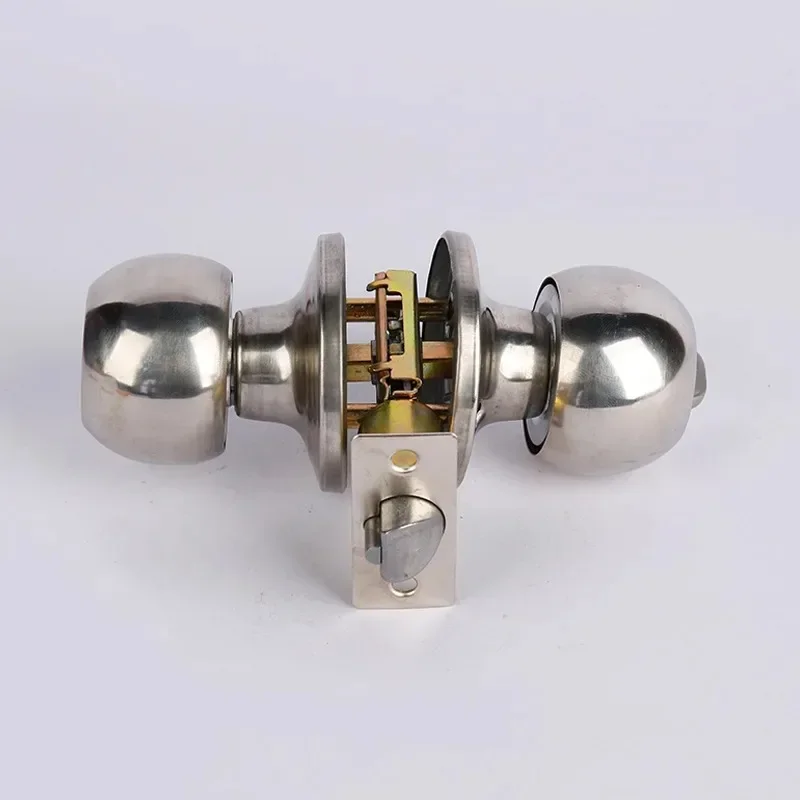 Picture 7: Stainless Steel Round Ball Door Knob Set Knob Handle Handle Lock With Key for 25mm-45mm Door Hardware Sliver for Bathroom