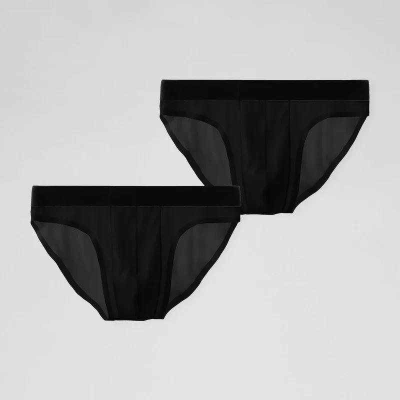 

2PCS Silk underwear - Men's sexy seamless triangle pants - Summer lightweight breathable cool and bare-bottomed pants