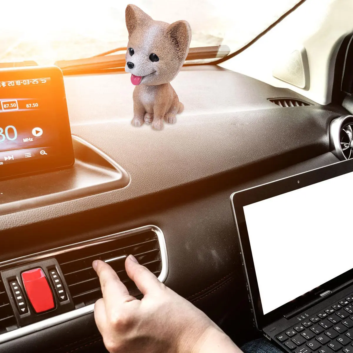 Cartoon Animal Car Shaking Corgi Ornament Car Interior Decoration Relieve Driving Fatigue Desktop Home Office Table Adornment