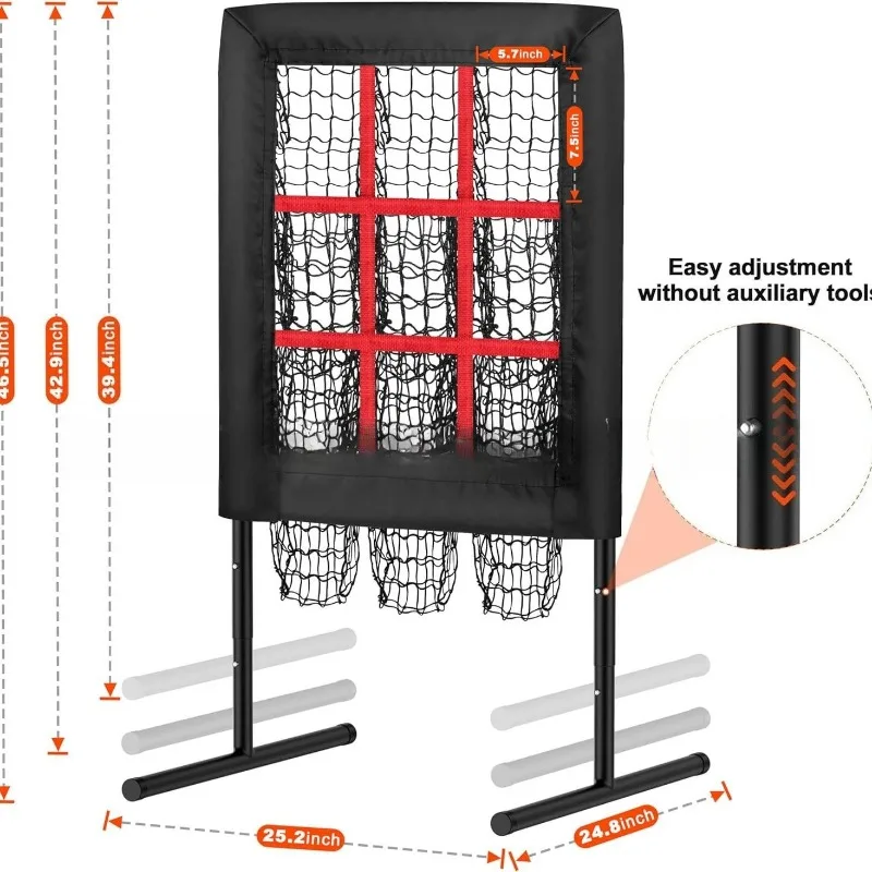 Small Jiugongge Baseball Net Portable, Baseball Pitching Practice Net Good Ball Area Throwing Net