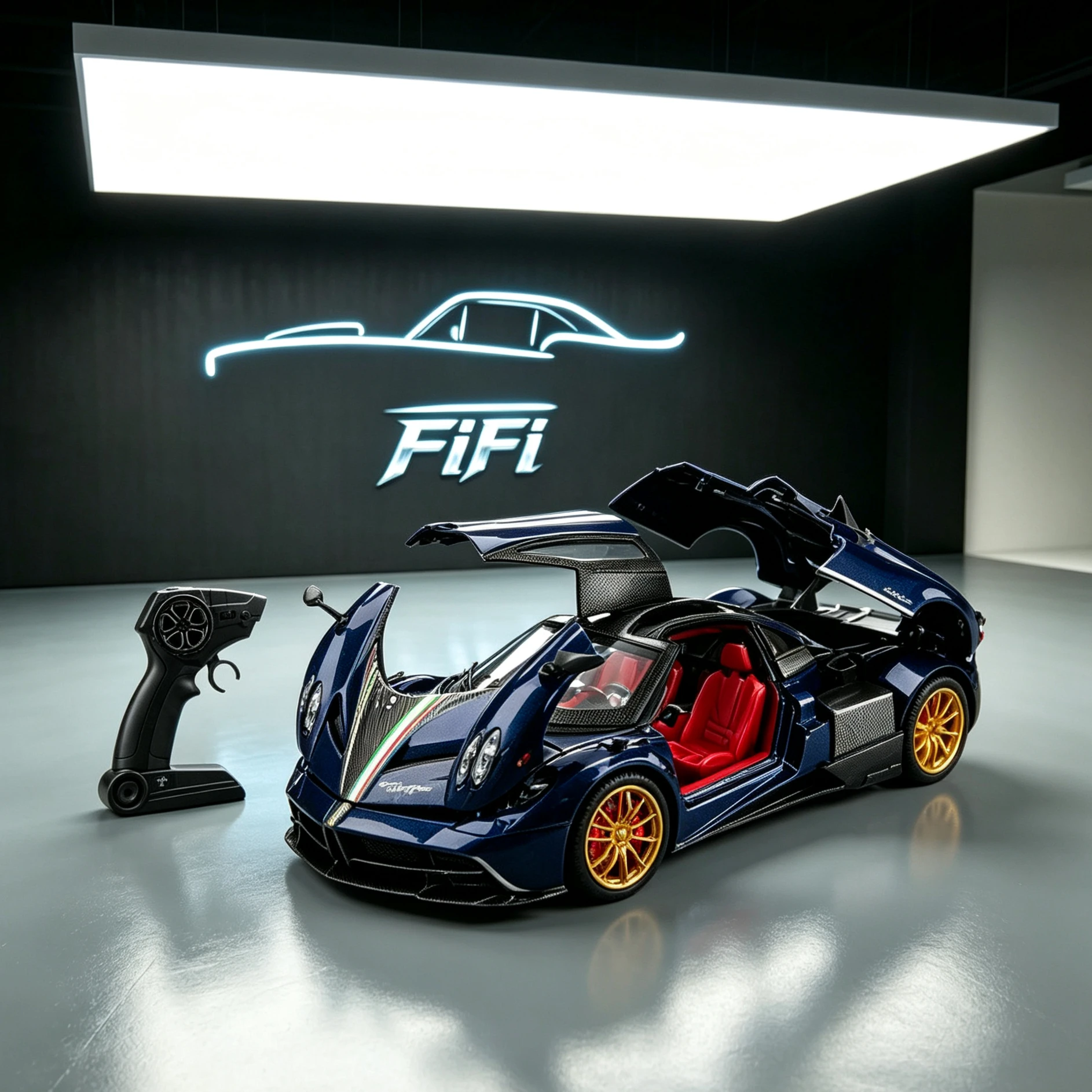 1/24 Remote Control Alloy Racing Car Toy, Electric Mist Spray Function RC Supercar Model with LED Light, Hobby Display Ornament