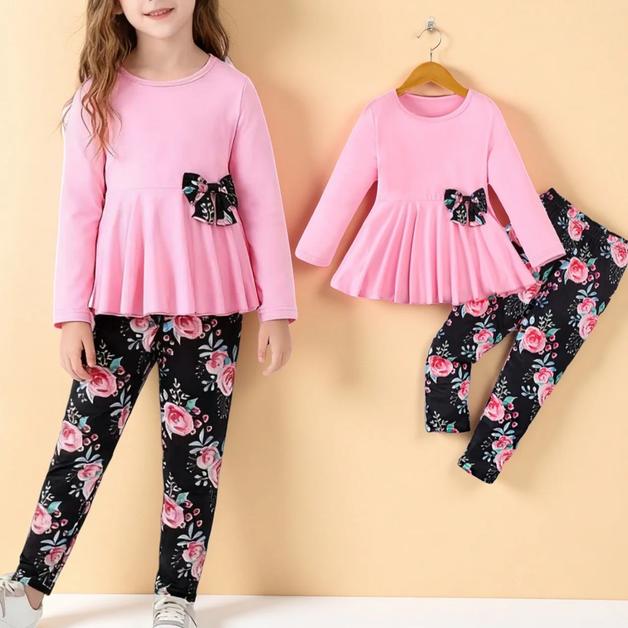 

Baby Girls' Autumn 2Pcs Set Clothes Long Sleeve Shirt + Trousers for Outdoor Kids Girls Clothes Children Clothing For 4 5 6 7 Y