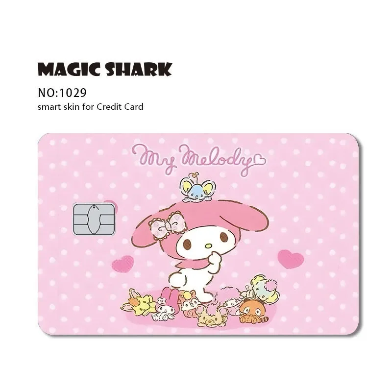 Cute Pink Pet Cartoon Anime Matte Front Creidt Card Debit Bus Card Skin Film Sticker Cover for Small Big Chip No Chip