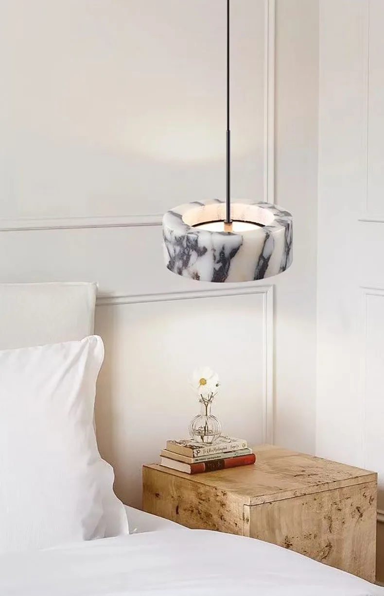 Natural Stone LED Chandelier Dimmable Wire Height Adjustable