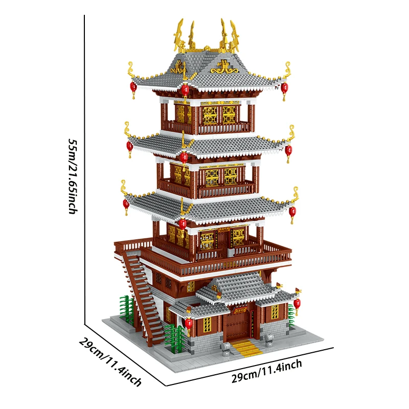 Bloques de construcción de torre de rima de bambú y sándalo, modelo de arquitectura tradicional china antigua, Mini juguetes de ladrillos para montar, 4184 Uds.