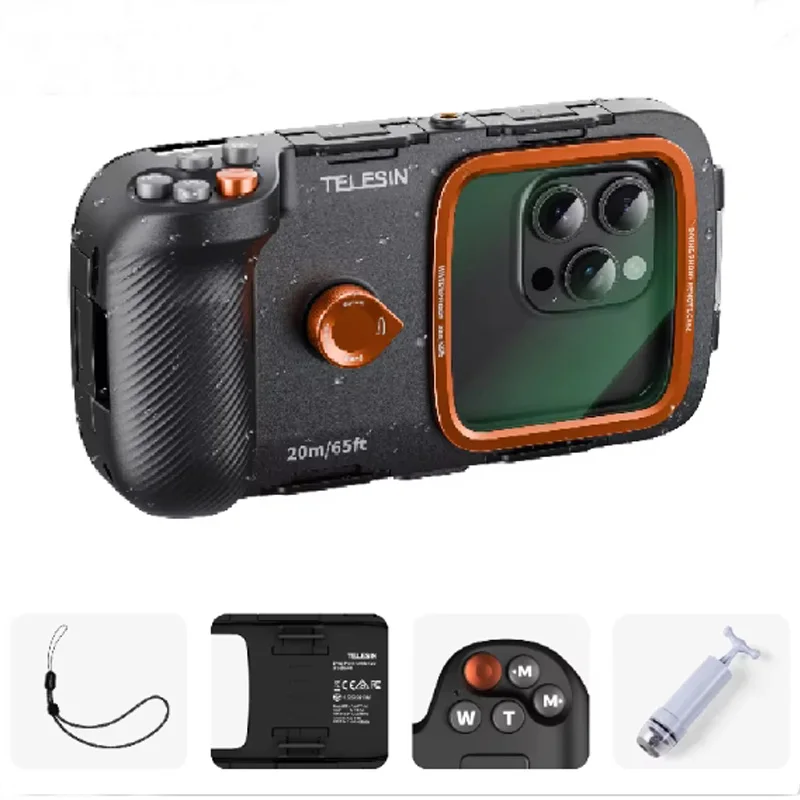 telesin-diving-waterproof-phone-case-universal-phone-camera-shoot-hand-grip-holder-shooting-aid-remote-control-handle