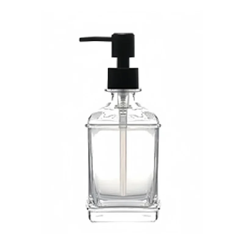 Transparent glass hand sanitizer bottle, stainless steel pump press shampoo body wash soap dispenser bottle