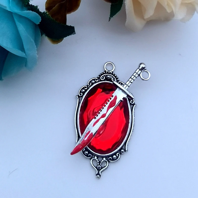 5pcs 42*23mm Gothic Red and Black Crystal Rose with Frame Embossed Accessories DIY Crafts Making Charm Pendant Jewelry Making