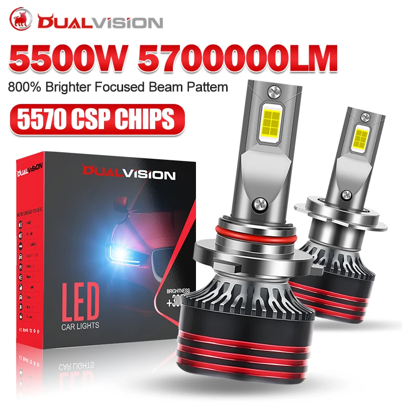 Bullvision H4 H7 Car LED Headlight H1 H3 H8 H11 HB3 HB4 9005 9006 9012 LED Lights 6000K Auto LED Lamp Turbo Fog Light Bulbs 12V