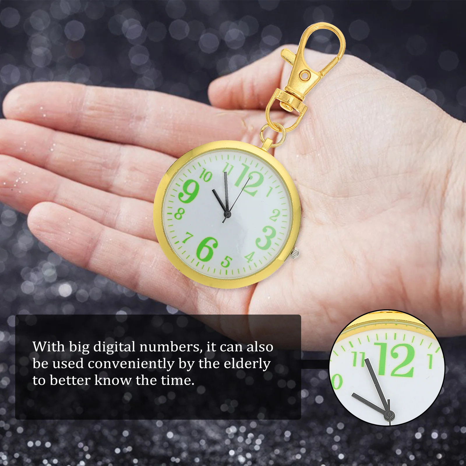ساعة جيب مصنوعة من خليط معدني لكبار السن، زجاج مقاوم للضغط، تصميم معلق خفيف الوزن لامتحان الممرضات الطبية، قرص كبير