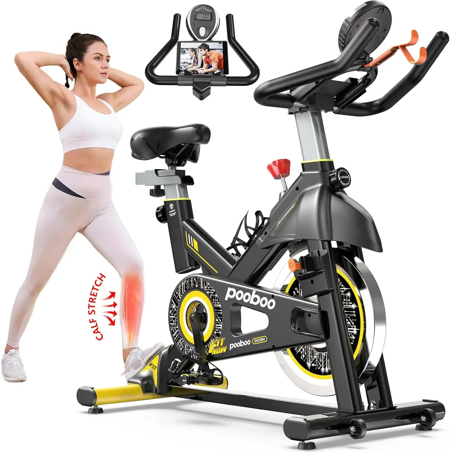 

pooboo Exercise Bike, Adjustable Magnetic/Brake Pad Resistance Silent Belt Drive, Indoor Cycling Bike for Home Cardio, Fitness S