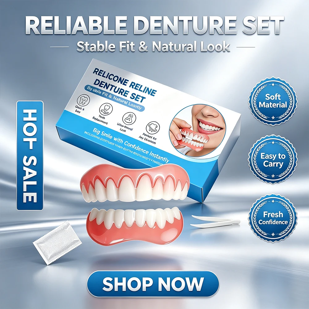Denture Care Kit Comfort Fit Secure Hold Easy Application False Teeth Adhesive Set Daily Oral Care For Seniors Adults
