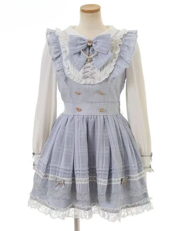 

Mine Series Mass-produced Doll Collar High Waist Slim-fitting Long-sleeved Dress Sweet Girl Bow Splicing Short Dresses 2025