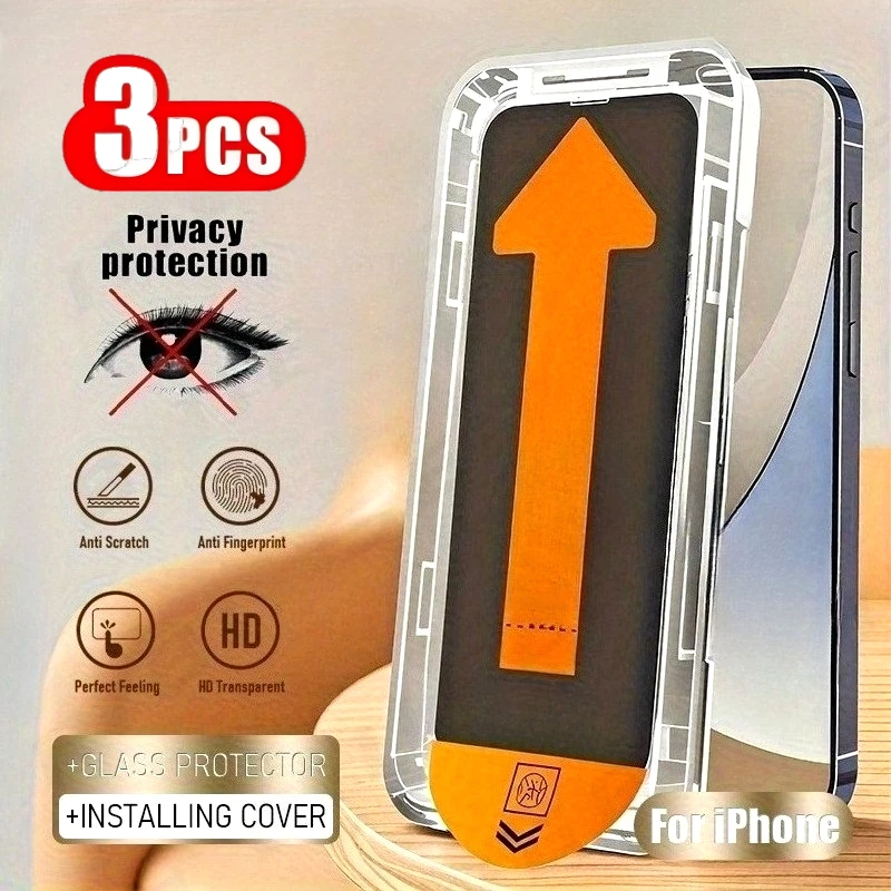 

3 шт. противошпионская защитная пленка для экрана для iPhone 17 16 15 14 Pro Max 17 Air 15 16 Plus 13 12 11 Pro XR XS Пылезащитное стекло, легко устанавливается