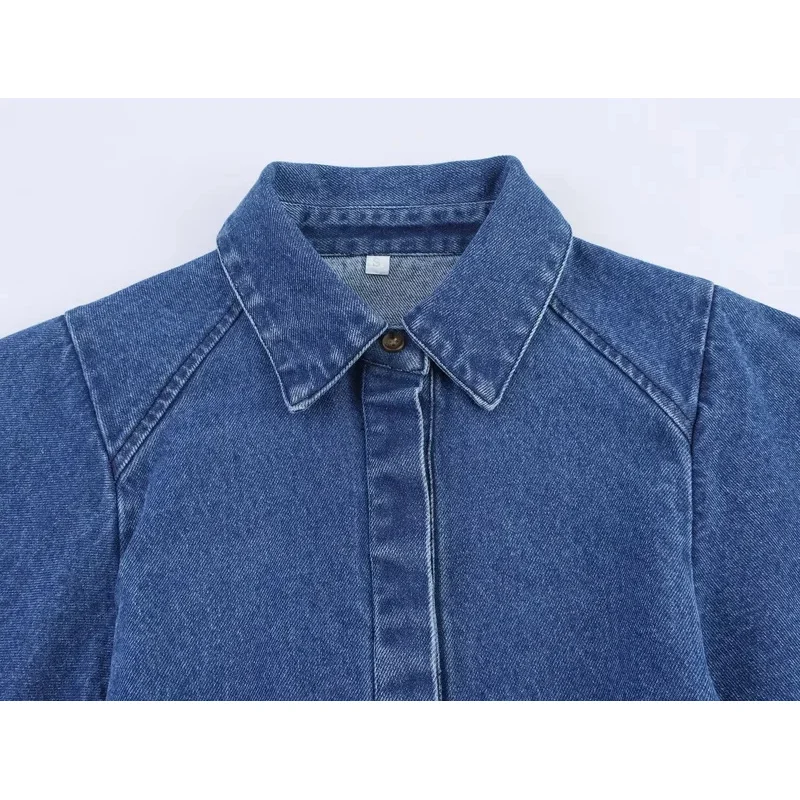 Vintage Denim Shirt for Women Long Sleeve Elegant Commuter Top High Street Summer Kimono Style Women's Fashion 2025 Trend