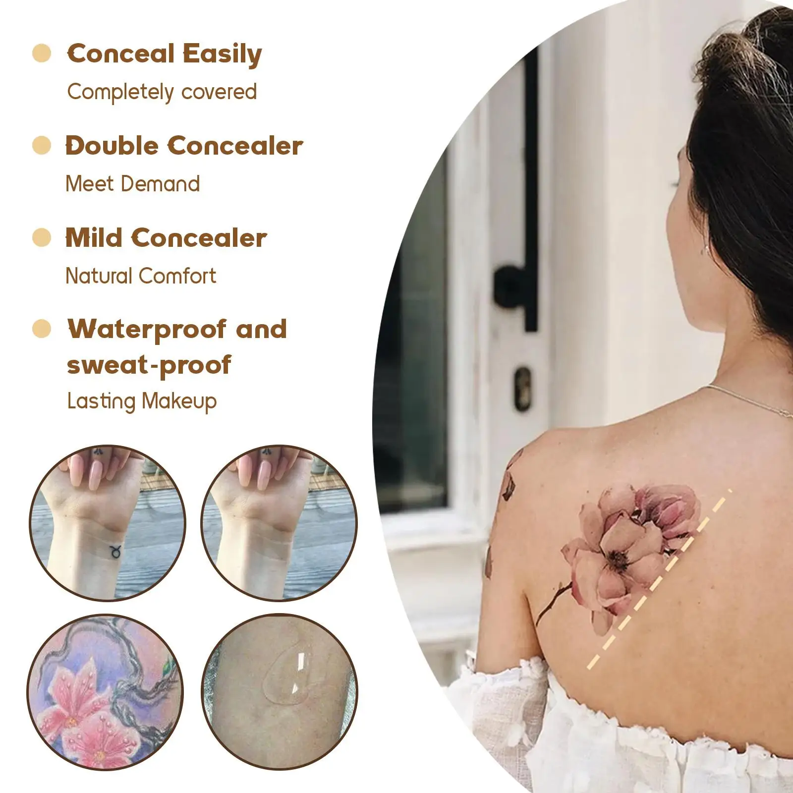 Waterproof Tattoo Concealer Cover Scar Makeup Brighten Foundation Cream Freckle Birthmarks Cover Concealer Body Coverage Cream